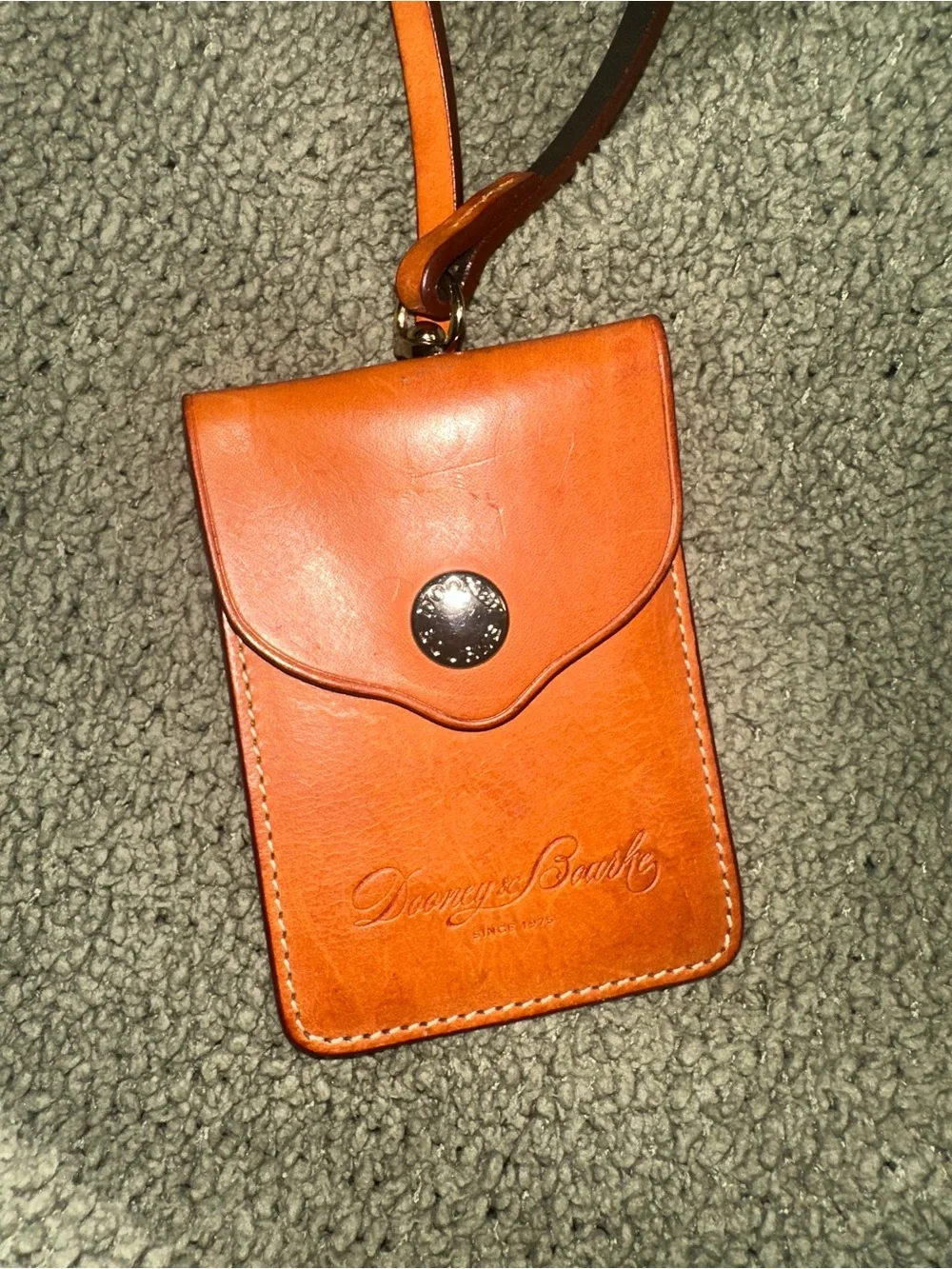 Dooney & Bourke Men/Women Brown Leather ID Credit Card Bill Clip Pouch Holder